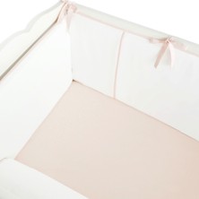 Piamom Bebek Beşik Biyeli Bumper/Yan Koruma Seti 60 x 120 cm Kırık Beyaz-Somon/pudra