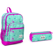 Coral High Kids Flamingo Desenl Okul Sırt Çantası + Kalemlik Su Yeşili
