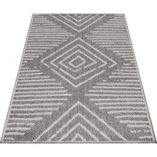 Pixel Dış Mekan Teras Halısı Sisal Hasır görünümlü çizgi Geometrik Gri