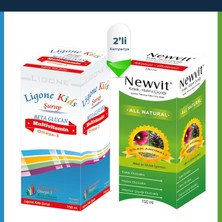 Newdrog Ligone Kids Multivitamin Şurup 150 ml + Newvit Kekik Hatmi Şurup - yeni ambalajında