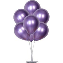 Bal10 Dünyası 7'li Balon Standı + 7 Adet 12 Inç  Metalik Balon Lila
