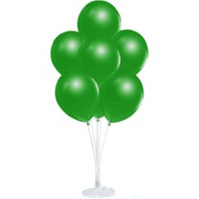Bal10 Dünyası 7'li Balon Standı + 7 Adet 12 Inç  Metalik Balon Koyu Yeşil