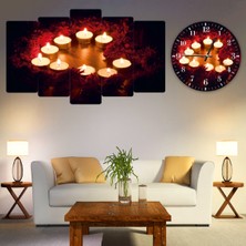 Zevahir Mobilya Dekorasyon ZEVAHİR MOBİLYA DEKORASYON Zevahir 5 Parça Mdf Alevli Mum Tablo ve Mdf Saat Kombin