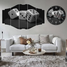 ZEVAHİR MOBİLYA DEKORASYON Zevahir 5 Parça Mdf 3'lü Zar Tablo ve Mdf Saat Kombin