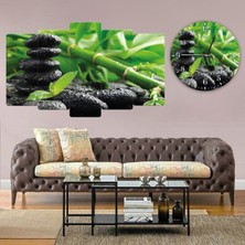 ZEVAHİR MOBİLYA DEKORASYON Zevahir 5 Parça Mdf Amazon Taşları Doğa Tablo ve Mdf Saat Kombin