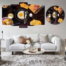 ZEVAHİR MOBİLYA DEKORASYON Zevahir 5 Parça Mdf Kahvaltı Tablo ve Mdf Saat Kombin