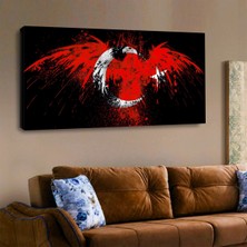 ZEVAHİR MOBİLYA DEKORASYON Zevahir 120X60 Kanvas Şahin Motifli Türk Bayrağı Tablosu