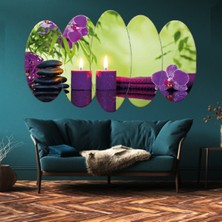 ZEVAHİR MOBİLYA DEKORASYON Zevahir 5 Parça Mdf Oval Kesim Mor Renk Mumlar Tablosu