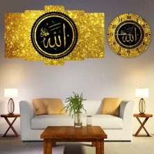 Zevahir Mobilya Dekorasyon ZEVAHİR MOBİLYA DEKORASYON Zevahir 5 Parça Mdf Allah Lafzı Dini Tablo ve Mdf Saat Kombin