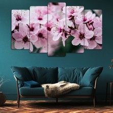 ZEVAHİR MOBİLYA DEKORASYON Zevahir 5 Parça Mdf Pembe Çiçekeler Tablosu