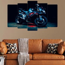 ZEVAHİR MOBİLYA DEKORASYON Zevahir 5 Parça Mdf Mavi Motorsiklet Tablosu