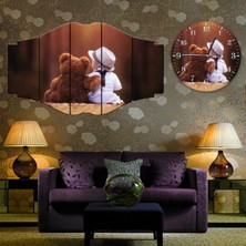 ZEVAHİR MOBİLYA DEKORASYON Zevahir 5 Parça Mdf Dostluk Tablo ve Mdf Saat Kombin