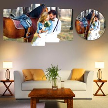 ZEVAHİR MOBİLYA DEKORASYON Zevahir 5 Parça Mdf Evlilik Tablo ve Mdf Saat Kombin