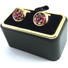 Kravatkolik Altın Renk Yuvarlak Renk Detaylı Kol Düğmesi KD1426