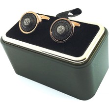 Kravatkolik Bakır Renk Yuvarlak Blazer Motif Kol Düğmesi KD1544