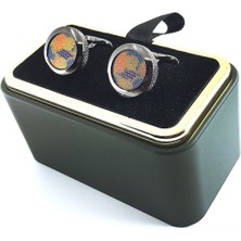 Kravatkolik Füme Renk Yuvarlak Renkli Detay Kol Düğmesi KD1511