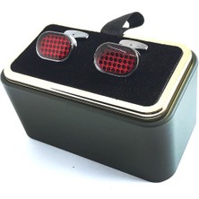 Kravatkolik Füme Renk Kırmızı Detay Kol Düğmesi KD1459