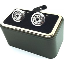 Kravatkolik Gümüş Renk Yuvarlak Kol Düğmesi KD1612