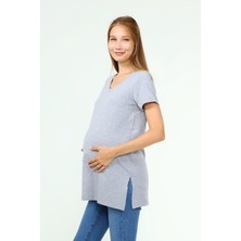 Luvmabelly MYRA2044 - Hamile Tshirt V Yaka - Gri