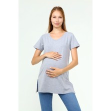 Luvmabelly MYRA2044 - Hamile Tshirt V Yaka - Gri