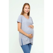 Luvmabelly MYRA2044 - Hamile Tshirt V Yaka - Gri