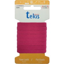 Hobizubi 8 Mm Fuşya Yassı Lastik - 5 Metre