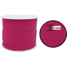 Hobizubi 15 Mm Fuşya Yassı Lastik - 50 Metre