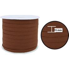 Hobizubi 15 Mm Kahve Yassı Lastik - 50 Metre