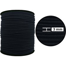 Hobizubi 3 Mm Yuvarlak Lastık-100 Metre Siyah Yuvarlak Lastik