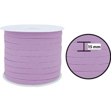 Hobizubi 15 Mm Pudra-Lila Yassı Lastik - 50 Metre