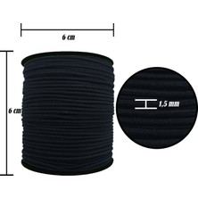 Hobizubi 1.5 Mm Şapka Lastik - 100 Metre Siyah - Yuvarlak Lastik