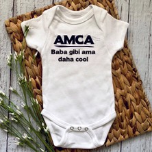 Hediyenza Amca Baba Gibi Ama Daha Cool Baskılı Bebek Body Zıbın
