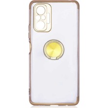 CoverZone Xiaomi Redmi Note 10  Kılıf  Dört Köşeli Standlı Lazer Şeffaf Gold