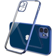 CoverZone iPhone 12 Kılıf Dört Köşe Lazer Box Arka Kapak Lacivert