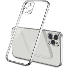 CoverZone iPhone 12 Pro Max Kılıf Dört Köşe Lazer Box Arka Kapak Gümüş