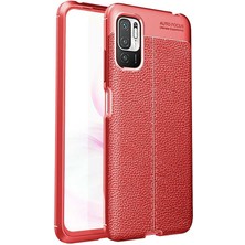 Caseart Xiaomi Poco M3 Pro Kılıf Darbe Korumalı Deri Görünümlü Silikon Arka Kapak - Kırmızı