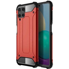 Caseart Samsung Galaxy A22 Kapak Çift Katmanlı Zırh Tank Kılıf - Kırmızı
