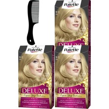 Schwarzkopf Palette Deluxe Saç Boyası 9-0 Sarı x 3 Adet + Saç Açıcı Tarak