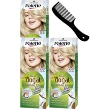 Schwarzkopf Palette Kalıcı Doğal Renkler Saç Boyası 10-0 Açık Sarı x 3 Adet + Saç Açıcı Tarak