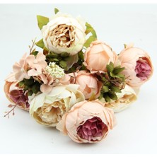 Nettenevime Yapay Çiçek Marsilya Gülü Şakayık Erengül Büyük Boy Demet Pembe Açık