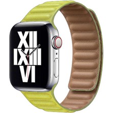 Nezih Case Apple Watch Seri 2/3/4/5/6/se 38MM Uyumlu Deri Kordon Sarı
