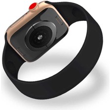 Nezih Case Apple Watch Seri 2/3/4/5/6/se 38MM Uyumlu Solo Loop Small Silikon Kordon Siyah