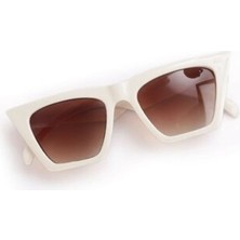 Mobgift Cat Eye Dörtgen Güneş Gözlüğü (Kemik - Kahverengi)
