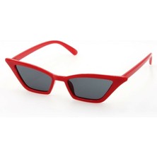 Mobgift Cat Eye Vintage Retro Dörtgen Güneş Gözlüğü (Kırmızı)