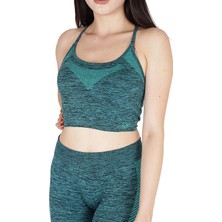 Fore Sport Kadın Zümrüt Seamless Toparlayıcı Ince Askılı Bra Alt Üst Fıtness Takımı
