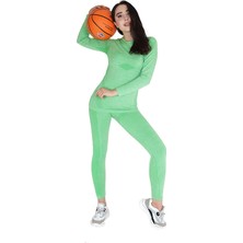 Fore Sport Kadın Yeşil Melanj Uzun Kollu Seamless Dikişsiz Alt Üst Fıtness Takımı