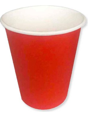 Eminönü Toptancı Karton Bardak Düz Renk 8 Oz - 8 Adet  Kırmızı