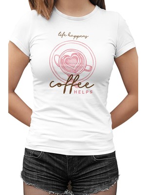 Lord T-Shirt Coffee Helps Beyaz Bayan Tshirt