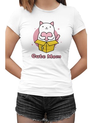Lord T-Shirt Cute Mom Beyaz Bayan Tshirt