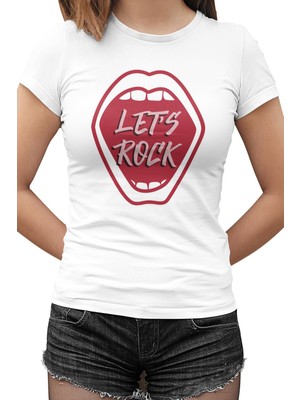 Lord T-Shirt Let's Rock Beyaz Bayan Tshirt